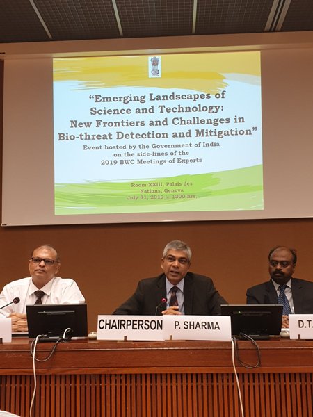 An event organised by India on the side-lines of BWC MX2 on Emerging Landscapes of Science and Technology: New Frontiers and Challenges in Bio-threat Detection and Mitigation on July 31, 2019 at the United Nations in Geneva